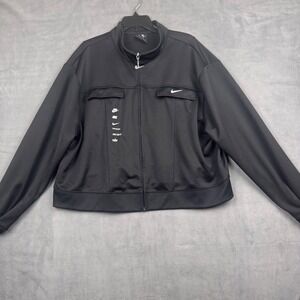 Nike Sportswear Women 1X Black Multi-Logo Full Zip Track Jacket Mock Neck CU5928